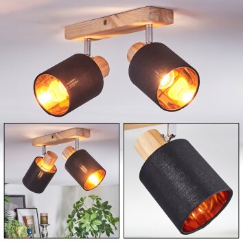 Fallhagen Plafondlamp, Plafondspot Chroom, Hout licht, 2-lichts