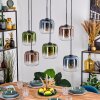 Lauden Hanglamp, Hanglamp Blauw, Groen, Duidelijk, Koperkleurig, 6-lichts