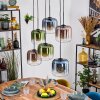 Lauden Hanglamp, Hanglamp Blauw, Groen, Duidelijk, Koperkleurig, 6-lichts