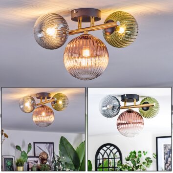 Chehalis Plafondlamp, Kogellampje Goud, Zwart, 3-lichts