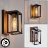 Portalis Wandlamp voor buiten, Wandlamp houtlook, Zwart, 1-licht