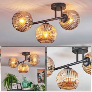Ripoll Plafondlamp, Kogellampje Amber, 3-lichts