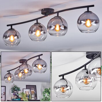 Koyoto Plafondlamp, Kogellampje Duidelijk, Rookkleurig, 4-lichts