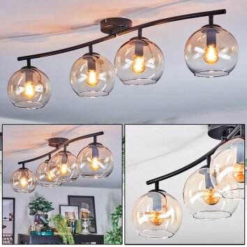Koyoto Plafondlamp, Kogellampje Amber, Duidelijk, 4-lichts