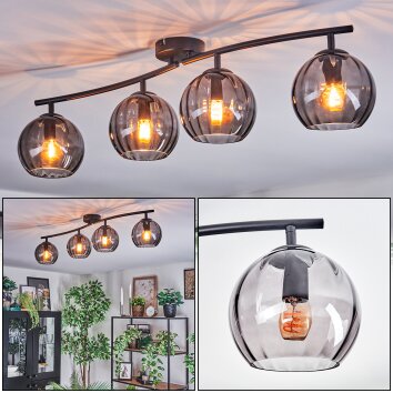 Koyoto Plafondlamp, Kogellampje Rookkleurig, 4-lichts