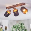 Fallhagen Plafondlamp, Plafondspot Chroom, Hout donker, 3-lichts