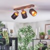 Fallhagen Plafondlamp, Plafondspot Chroom, Hout donker, 3-lichts