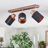 Fallhagen Plafondlamp, Plafondspot Chroom, Hout donker, 3-lichts