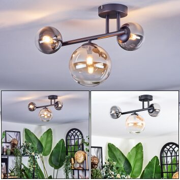 Chehalis Plafondlamp, Kogellampje Amber, Duidelijk, Rookkleurig, 3-lichts