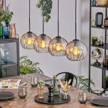Koyoto Hanglamp, Kogellampje, Hanglamp Amber, Duidelijk, 4-lichts