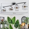 Koyoto Plafondlamp, Kogellampje Chroom, Duidelijk, Rookkleurig, 4-lichts