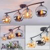 Koyoto Plafondlamp, Kogellampje Amber, Chroom, Rookkleurig, 4-lichts