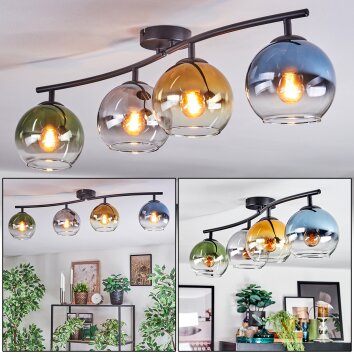 Koyoto Plafondlamp, Kogellampje Blauw, Goud, Groen, Duidelijk, Rookkleurig, 4-lichts