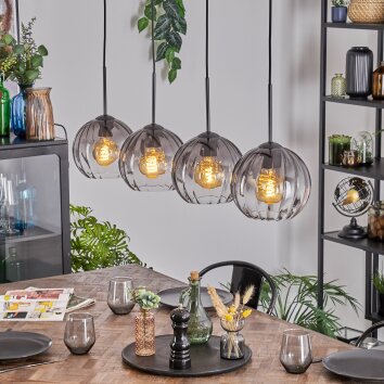 Koyoto Hanglamp, Kogellampje, Hanglamp Duidelijk, Rookkleurig, 4-lichts