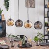 Koyoto Hanglamp, Kogellampje, Hanglamp Amber, Rookkleurig, 4-lichts