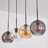 Koyoto Hanglamp, Kogellampje, Hanglamp Amber, Duidelijk, Rookkleurig, 4-lichts