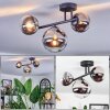 Chehalis Plafondlamp, Kogellampje Chroom, Duidelijk, Rookkleurig, 3-lichts