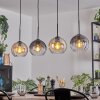 Koyoto Hanglamp, Kogellampje, Hanglamp Amber, Duidelijk, Rookkleurig, 4-lichts