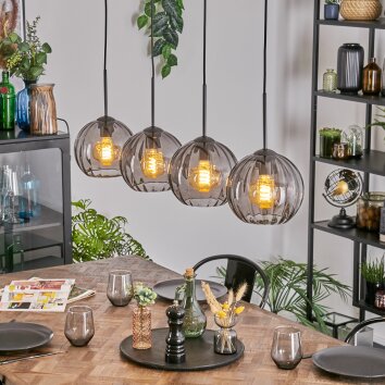 Koyoto Hanglamp, Kogellampje, Hanglamp Rookkleurig, 4-lichts