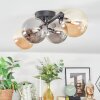 Chehalis Plafondlamp, Kogellampje Amber, Rookkleurig, 4-lichts