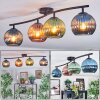 Koyoto Plafondlamp, Kogellampje Blauw, Groen, Koperkleurig, 4-lichts