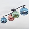 Koyoto Plafondlamp, Kogellampje Blauw, Groen, Koperkleurig, 4-lichts