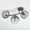 Koyoto Plafondlamp, Kogellampje Duidelijk, Rookkleurig, 3-lichts