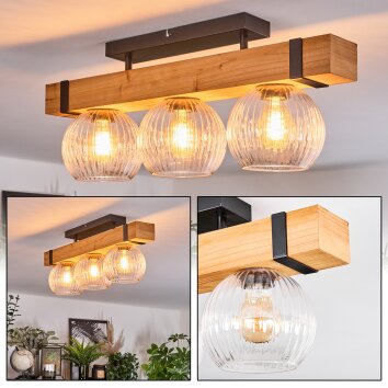 Sernadelo Plafondlamp, Kogellampje Natuurlijke kleuren, Zwart, 3-lichts