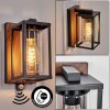 Portalis Wandlamp voor buiten, Wandlamp houtlook, Zwart, 1-licht, Bewegingsmelder