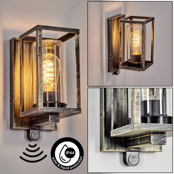 Portalis Wandlamp voor buiten, Wandlamp Goud, Zwart, 1-licht, Bewegingsmelder