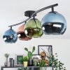 Koyoto Plafondlamp, Kogellampje Blauw, Groen, Koperkleurig, 4-lichts