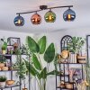 Koyoto Plafondlamp, Kogellampje Blauw, Groen, Koperkleurig, 4-lichts