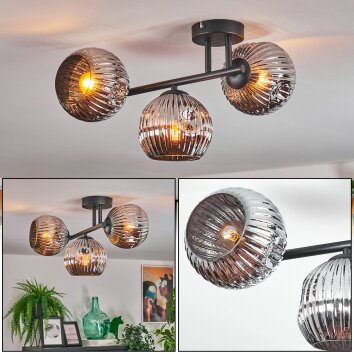 Ripoll Plafondlamp, Kogellampje Chroom, Rookkleurig, 3-lichts