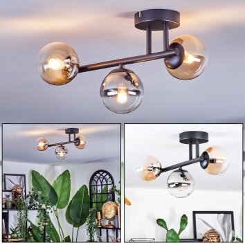 Chehalis Plafondlamp, Kogellampje Amber, Duidelijk, Rookkleurig, 3-lichts