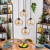 Koyoto Hanglamp, Kogellampje, Hanglamp 35 cm Amber, Duidelijk, 4-lichts