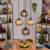 Koyoto Hanglamp, Kogellampje, Hanglamp Amber, Rookkleurig, 4-lichts
