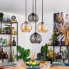 Koyoto Hanglamp, Kogellampje, Hanglamp Amber, Rookkleurig, 4-lichts