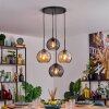 Koyoto Hanglamp, Kogellampje, Hanglamp Amber, Rookkleurig, 4-lichts