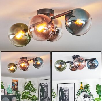 Gastor Plafondlamp, Kogellampje Blauw, Chroom, Groen, Duidelijk, Koperkleurig, Rookkleurig, 4-lichts
