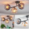 Koyoto Plafondlamp, Kogellampje Amber, Duidelijk, Rookkleurig, 3-lichts