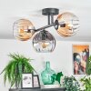 Koyoto Plafondlamp, Kogellampje Amber, Duidelijk, Rookkleurig, 3-lichts