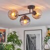 Koyoto Plafondlamp, Kogellampje Amber, Duidelijk, Rookkleurig, 3-lichts