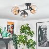 Koyoto Plafondlamp, Kogellampje Amber, Duidelijk, Rookkleurig, 3-lichts