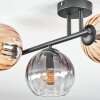 Koyoto Plafondlamp, Kogellampje Amber, Duidelijk, Rookkleurig, 3-lichts