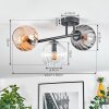 Koyoto Plafondlamp, Kogellampje Amber, Duidelijk, Rookkleurig, 3-lichts