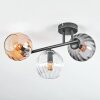 Koyoto Plafondlamp, Kogellampje Amber, Duidelijk, Rookkleurig, 3-lichts