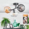 Koyoto Plafondlamp, Kogellampje Amber, Duidelijk, Rookkleurig, 3-lichts