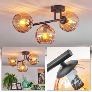 Koyoto Plafondlamp, Kogellampje Amber, 3-lichts