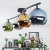 Koyoto Plafondlamp, Kogellampje Blauw, Groen, Duidelijk, Koperkleurig, 4-lichts