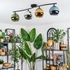 Koyoto Plafondlamp, Kogellampje Blauw, Groen, Duidelijk, Koperkleurig, 4-lichts